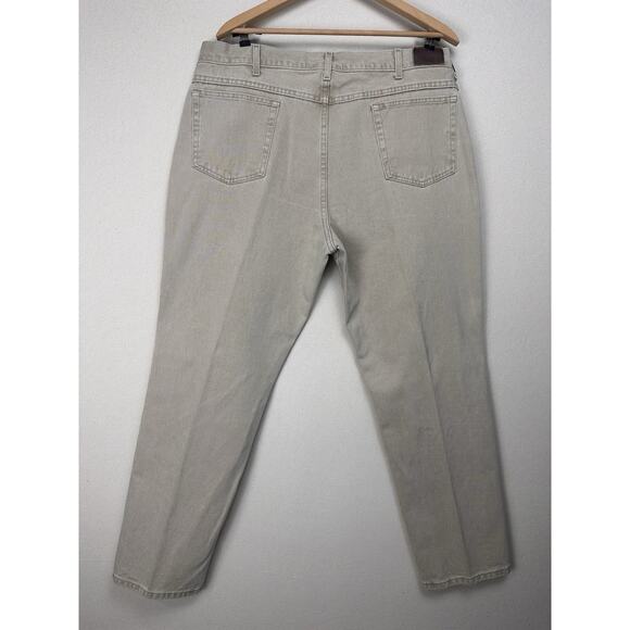 Vtg L.L. Bean Men’s 34x32 Double L Natural Fit Jeans Union Made USA Beige Work - Picture 9 of 13